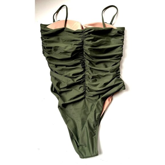 J.Crew Olive Green Ruched On Piece Swimsuit 14 - Picture 9 of 13